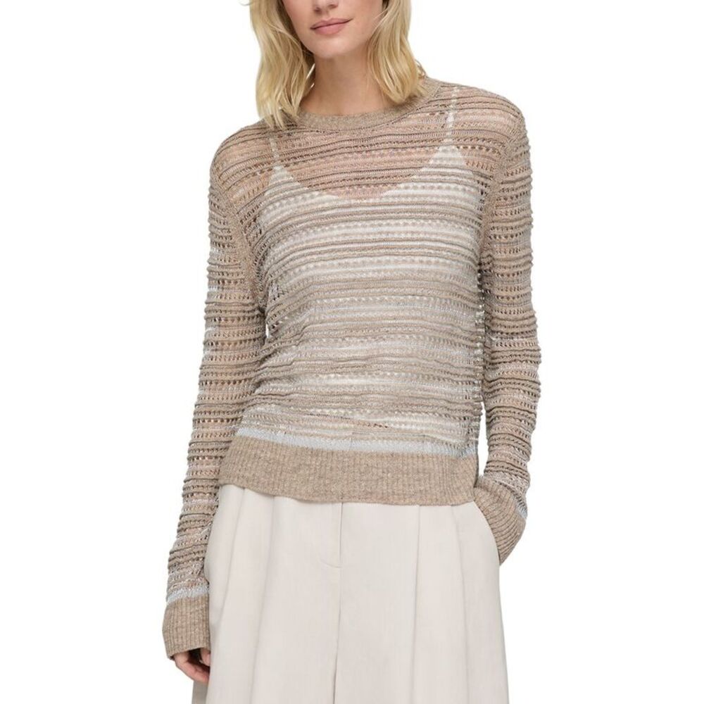 Lafayette 148 New York Womens  Lace & Ottoman Stitch Linen & Silk-Blend Pullover